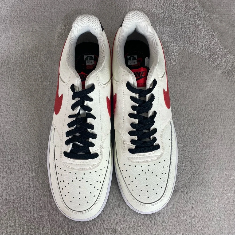 Nike Court Vision Low Sail Men's Sneakers Shoes Size 13 White Red Leather - Picture 8 of 11